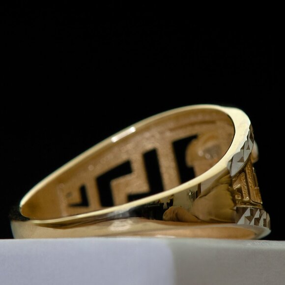 10K Yellow & White Gold Two Tone Medusa Greek Goddess Ring Stamped 10K Sz 7.25 - Picture 6 of 12